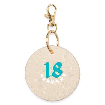 18 Star Pattern, Numbers, Birthday - Round Keyring - oyster - Front