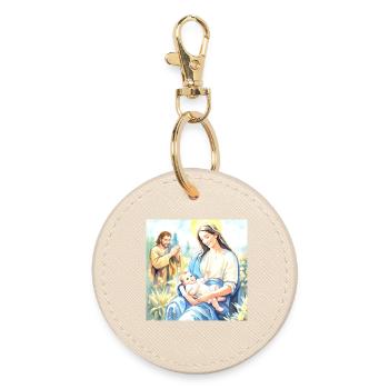 Nativity of Jesus - The Holy Family - Round Keyring - oyster - Front