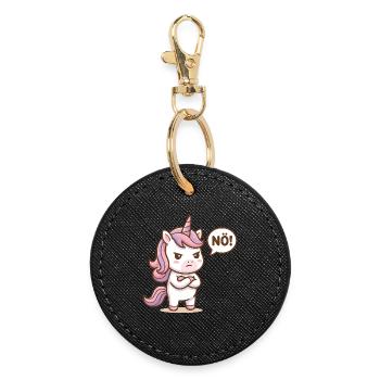 Cute Unicorn Nope Funny Saying - Round Keyring - black - Front