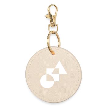 Monochrome Geometric Mosaic - Round Keyring - oyster - Front