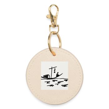 Bateau de nuit sur la rivière - Porte-clés rond - huître - Devant