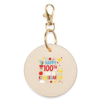 100 Days of Kindergarten Happy 100th Day of School - Round Keyring - oyster - Front