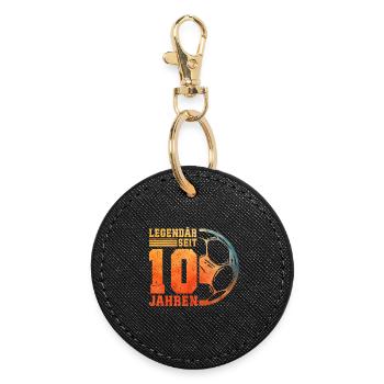 10. Geburtstag 10 Jahre Junge Kinder Fußball  - Runder Schlüsselanhänger - Schwarz - Vorne