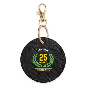 Hairdresser Anniversary 25 Years 25th Anniversary - Round Keyring - black - Front