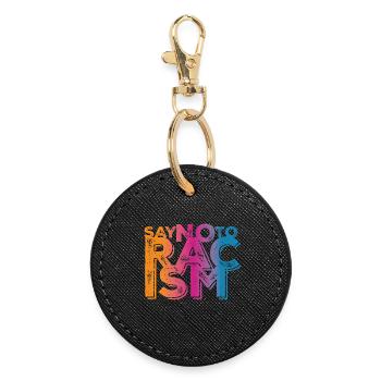 Dis non au racisme - Porte-clés rond - noir - Devant