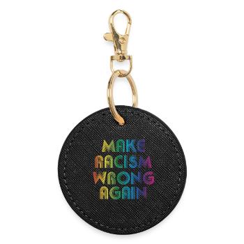 make racism wrong again - Round Keyring - black - Front