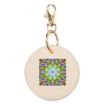 Kaleidoskop Blumenmandala - Runder Schlüsselanhänger - Auster - Vorne