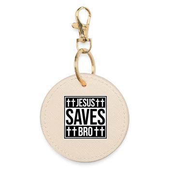 Jesus Saves Bro Lustig Religiös Spruch Glaube Logo - Runder Schlüsselanhänger - Auster - Vorne