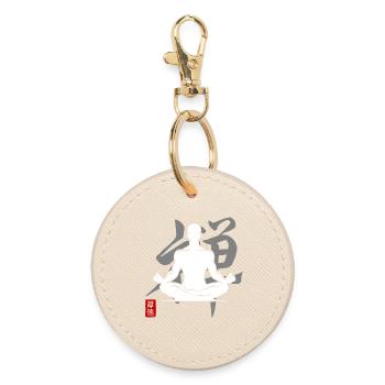 Yoga Silhouette Meditation Zen Kanji Détendre - Porte-clés rond - huître - Devant
