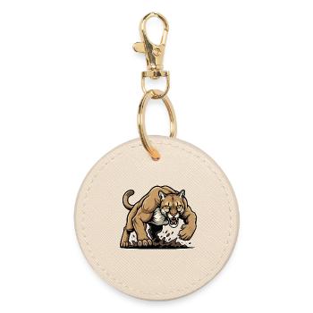Cougar Mountain Lion Wild Mascot - Round Keyring - oyster - Front