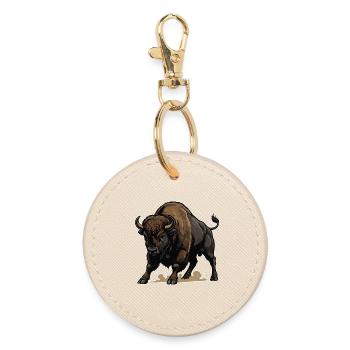 Bison Sauvage Charge Mascotte Buffalo - Porte-clés rond - huître - Devant