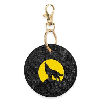 Mondsilhouette Wolfheulen - Runder Schlüsselanhänger - Schwarz - Vorne