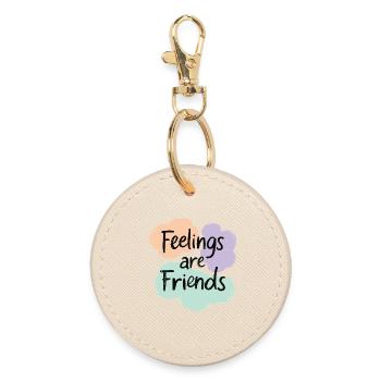 Feelings are Friends Mental Health Statement - Runder Schlüsselanhänger - Auster - Vorne