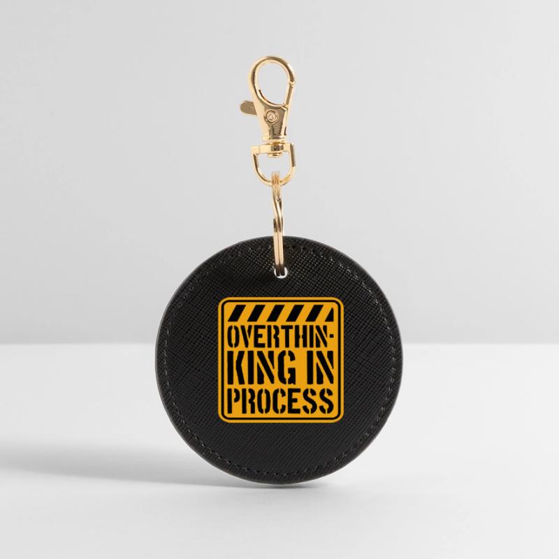 Overthinking In Process Funny Brooding Saying Logo Round Keyring