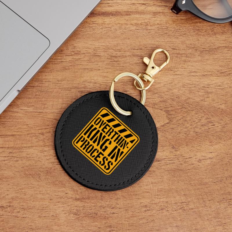 Overthinking In Process Funny Brooding Saying Logo Round Keyring