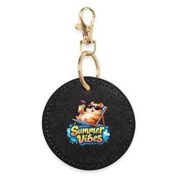 Hamster Summer Vibes - Runder Schlüsselanhänger - Schwarz - Vorne