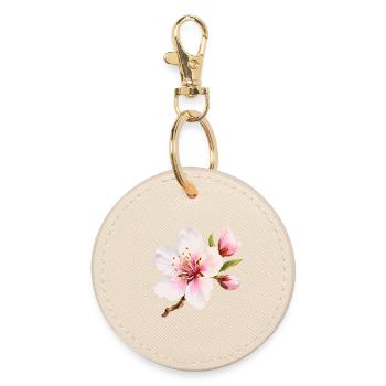 Mandelblüte Rosa Frühlingsblume - Runder Schlüsselanhänger - Auster - Vorne