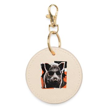 Cool Wild Boar Sunglasses Vintage - Round Keyring - oyster - Front