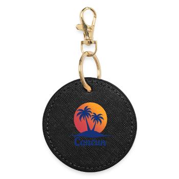 Cancun Retro Palmen Urlaub Souvenir - Runder Schlüsselanhänger - Schwarz - Vorne