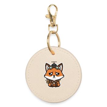Little Fox Aviator Steampunk Sad Propeller - Round Keyring - oyster - Front