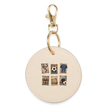 Vintage Football Stamps Collection - Round Keyring - oyster - Front