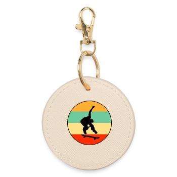 Retro Skateboarder Vintage Sunset Skate - Runder Schlüsselanhänger - Auster - Vorne