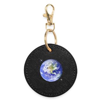 Planet Erde - Runder Schlüsselanhänger - Schwarz - Vorne