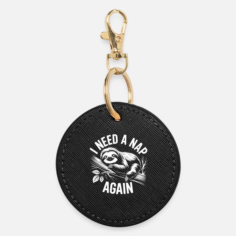 Mode veille paresseux sur la branche - Porte-clés rond - noir