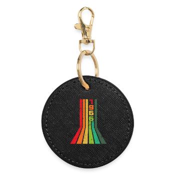 Vintage 1966 60th Birthday - Round Keyring - black - Front