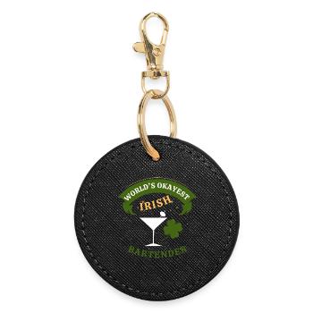 Irish Bartender - the okayest Irish Bartender - Round Keyring - black - Front