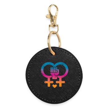 Droits des femmes, pouvoir des femmes - Porte-clés rond - noir - Devant