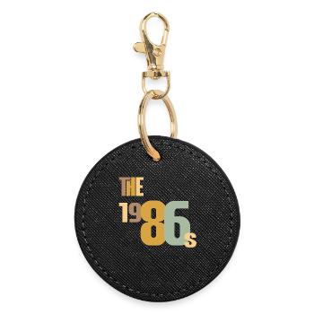 Vintage Année 1986 Anniversaire 40 ans Idée Cadeau - Porte-clés rond - noir - Devant
