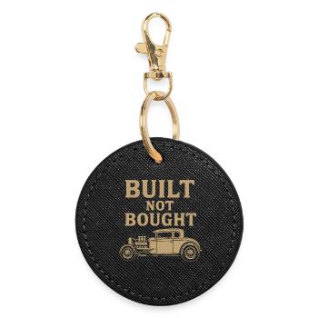 Built Not Bought – Hot Rod Vintage Workshop - Round Keyring - black - Front