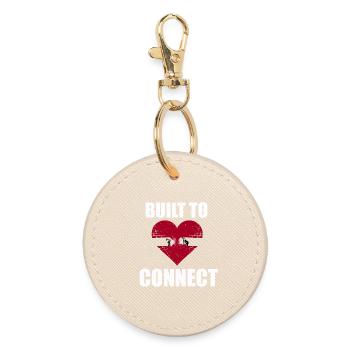 Built to Connect Love Takes Work Strong Bond - Round Keyring - oyster - Front