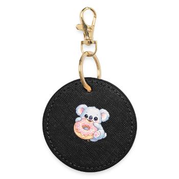 Kuschelkoala mit Donut - Runder Schlüsselanhänger - Schwarz - Vorne
