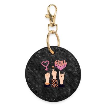 GIRL POWER, SISTERS, LOVE & ROCK ON! 💪❤️♀️ - Round Keyring - black - Front