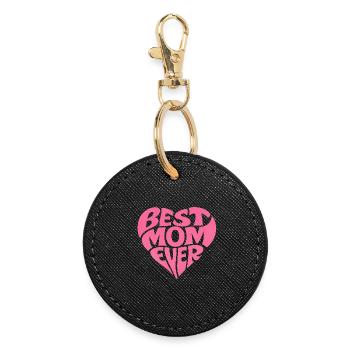 Best Mom Ever Herz Muttertag Geschenk - Runder Schlüsselanhänger - Schwarz - Vorne