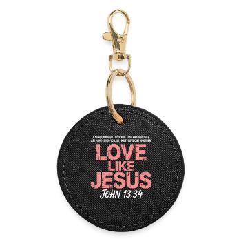 Love Like Jesus John 13:34 Christ Faith - Round Keyring - black - Front