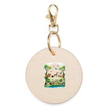 Jungle Wildlife Safari - Round Keyring - oyster - Front