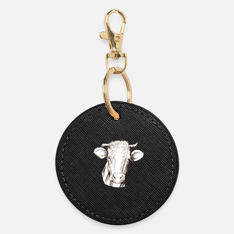 Vache - Porte-clés rond - noir
