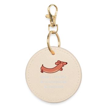 Dachshund Delay - Round Keyring - oyster - Front