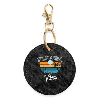 florida vibes Retro Florida - Round Keyring - black - Front