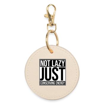 Not Lazy Just Conserving Energy Lustig Faul Spruch - Runder Schlüsselanhänger - Auster - Vorne