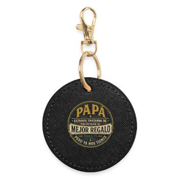 Meilleur cadeau pour enfants Papa design espagnol - Porte-clés rond - noir - Devant