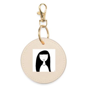girl - Round Keyring - oyster - Front