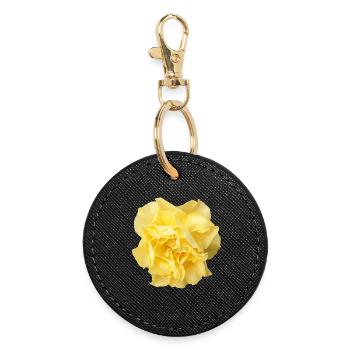 Rose jaune : motif floral pour les vêtements - Porte-clés rond - noir - Devant