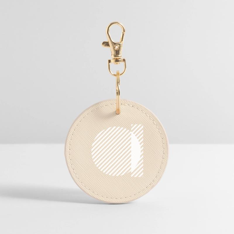Geometric Stripe Circles Monochrome Pattern Round Keyring