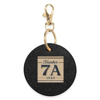 Vintage 7A 1948 Numeral Emblem - Round Keyring - black - Front
