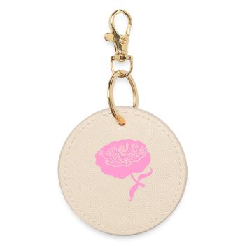 Peony L botanical peony L pink - Round Keyring - oyster - Front