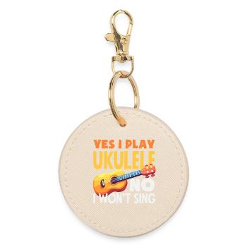 Yes I Play Ukulele No I Wont Sing Lustiger Spruch - Runder Schlüsselanhänger - Auster - Vorne
